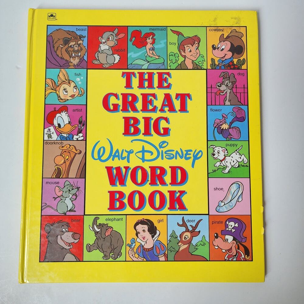 The Great Big Walt Disney Word Book 1992 Vintage Golden Hardcover Fair